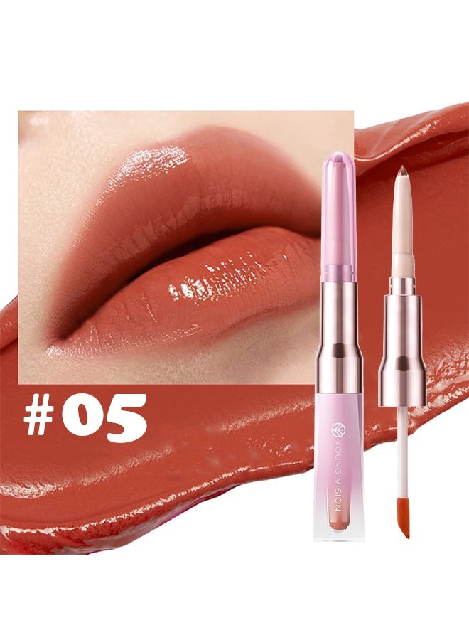 YOUNG VISION Lip Liner & Liquid Mirror,2-IN-1 Lip Stain Lip Liner and Lipstick Set, Long Lasting Waterproof labiales lipstick #05 - Image 2